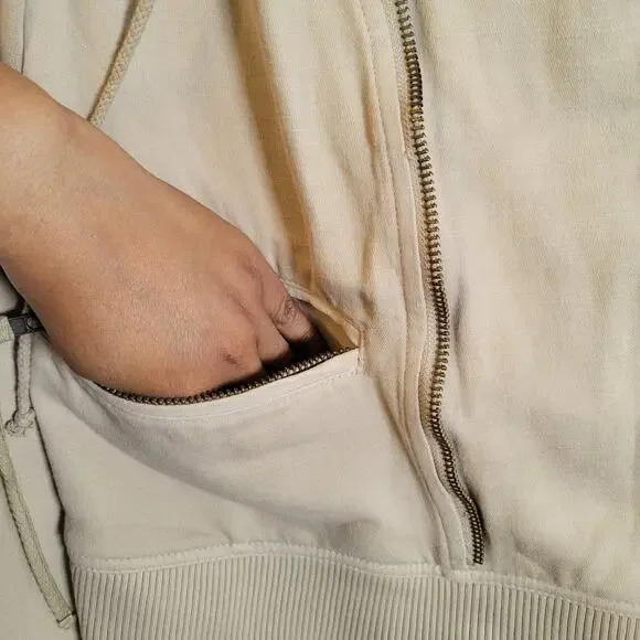 Free People Womens Carmen Moto Zip Hoodie Pocket Jacket Size XS Brown Boho Fall - Picture 3 of 9